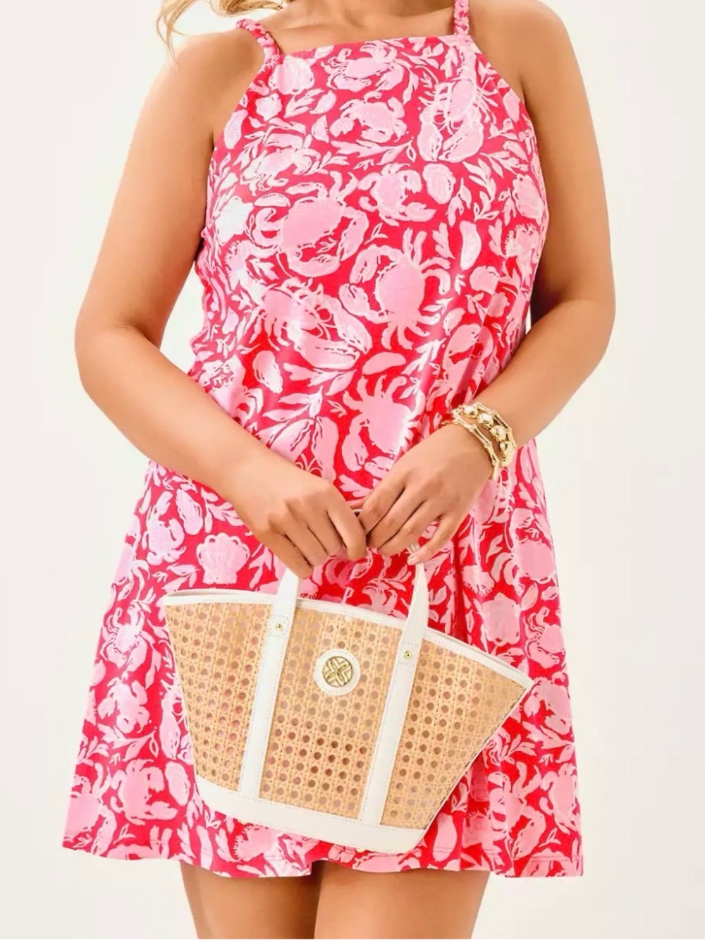 Lilly Pulitzer KYLEIGH DRESS CANE CORAL CRAB NEW/NWT size XL